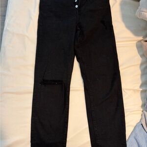 Levi’s Black Button-Fly Distressed Skinny Jeans